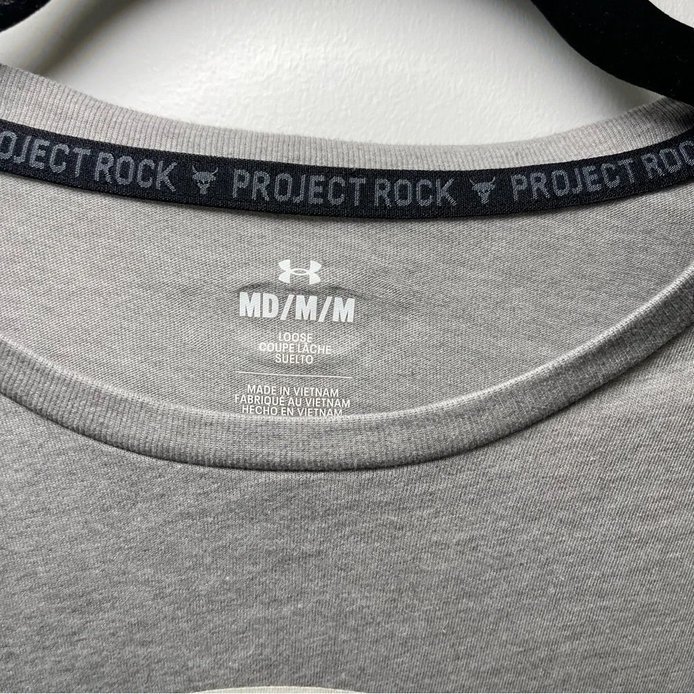 *Sold*
Under Armour Project Rock Men’s Gray Graphic T shirt M “Hardest Worker” - Picture 5 of 10